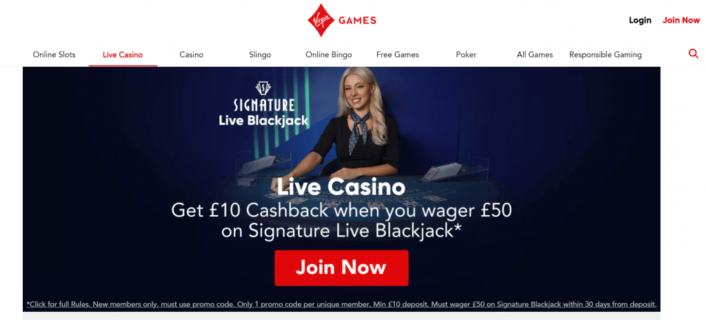 Virgin games casino live